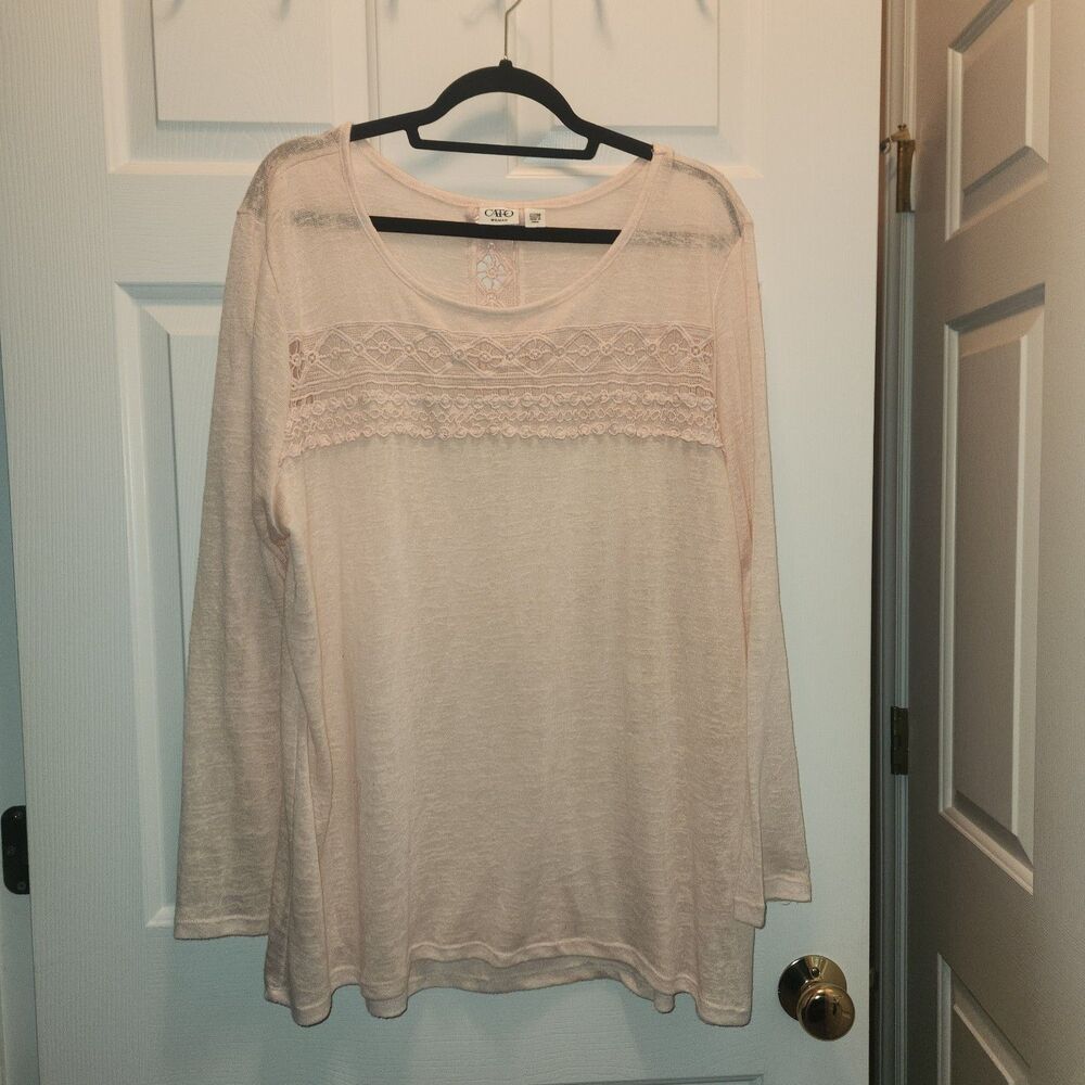 Cato Women’s Salmon Colored 3/4 Sleeve Shirt Blouse Lace Back Size 22/24W